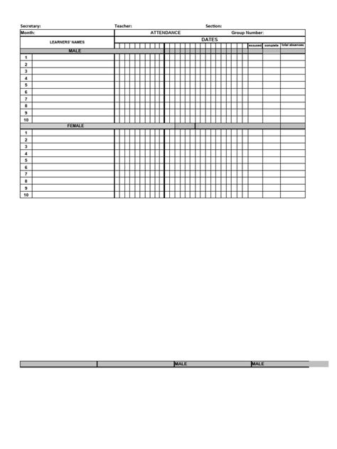 Attendance Sheet Per Grade and Section | PDF