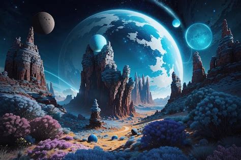 Premium AI Image | Alien Planet landscape