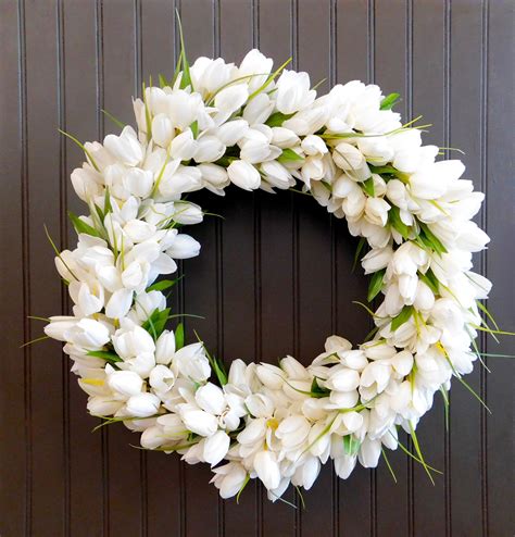 Tulip Wreath White Front Door Wreath White Spring Wreath White Tulip