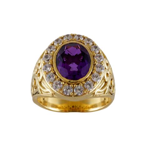 Purple Stone Gold Ring 10k - Pochy Jewelry Factory