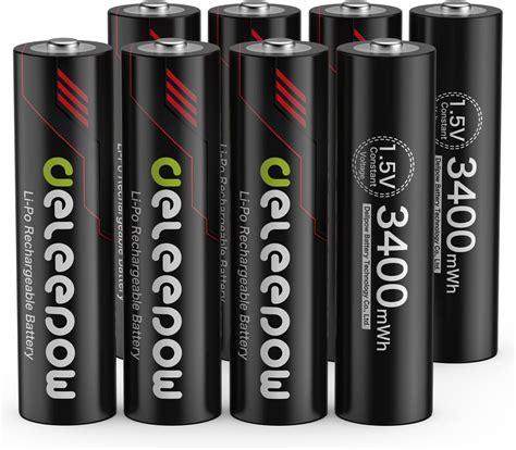 Amazon Deleepow Rechargeable AA Batteries 3400mWh 1 5V 1500 Cycle