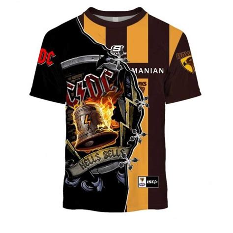 Afl Hawthorn Hawks Acdc Mix Custom Name Number 2023 Home Guernsey T Shirt