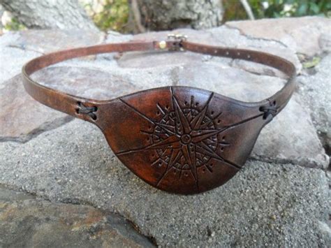 Custom Handmade Distressed Leather Eye Patch Tooled Compass Etsy Uk