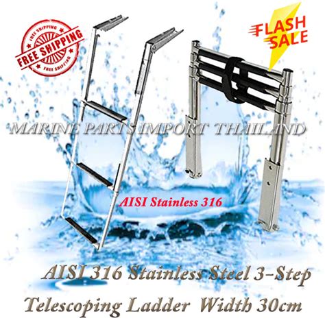 บันได แตนเลส สำหรับ เรือ Aisi 316 Stainless Steel 3 Step Telescoping