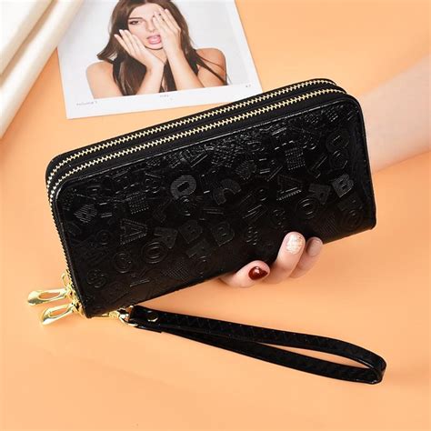 Kaufe Frauen Lange Bifold Coin Bag Briefe Kartenhalter Clutch Große