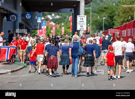 Oslo Norway 17th June 2023 The Tartan Army Arrives At The UEFA Euro