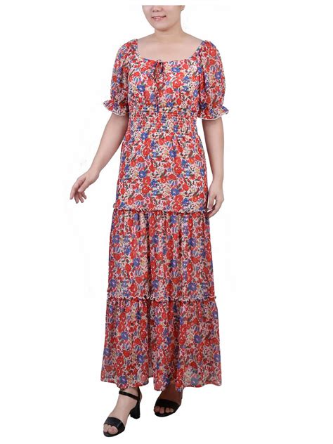 Ny Collection Womens Petites Chiffon Floral Maxi Dress