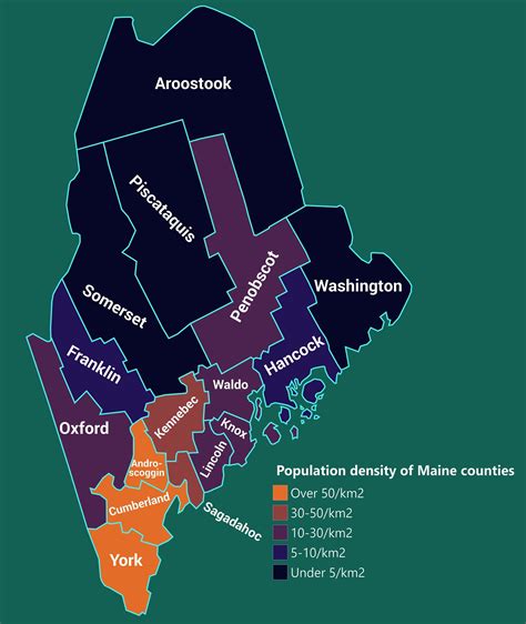 Population Density Of Maine Counties 2018 Maine County Density
