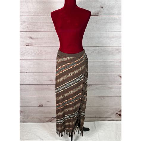 Tasha Polizzi Skirts Tasha Polizzi Maxi Skirt Elastic Waist Fringe