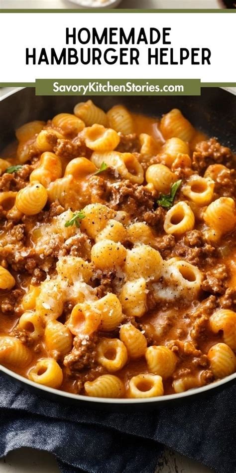 A Skillet Filled With Homemade Hamburger Helper Pasta