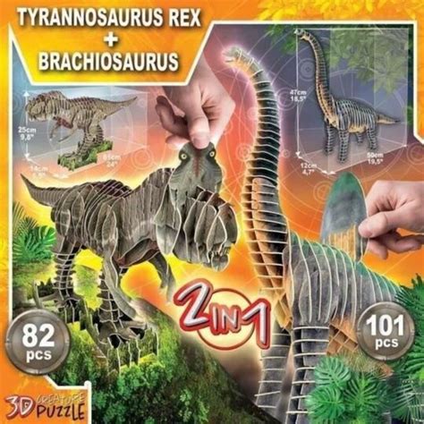 2 In 1 T rex Brachiosaurus 3d Creature Puzzle à Prix Carrefour