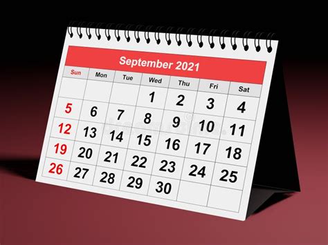 Monthly Calendar Month September 2021 Stock Photo Image Of