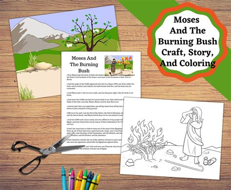 Moses And The Burning Bush Printable Set Of Craft And Coloring Pages