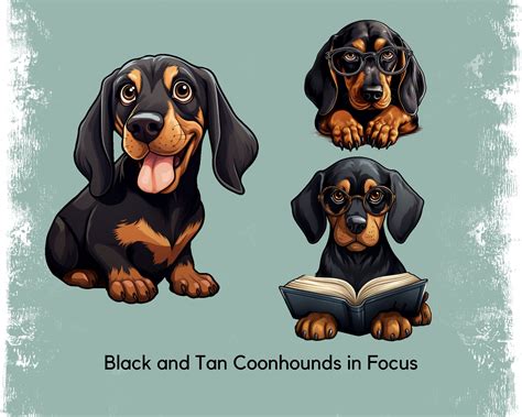 Black And Tan Bluetick Coonhound Clipart Bundle High Quality Vibrant
