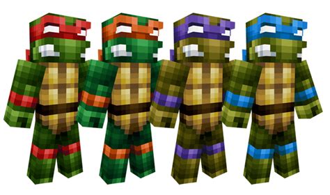 All 4 Turtles Leonardo Donatello Raphael Michelangelo Minecraft