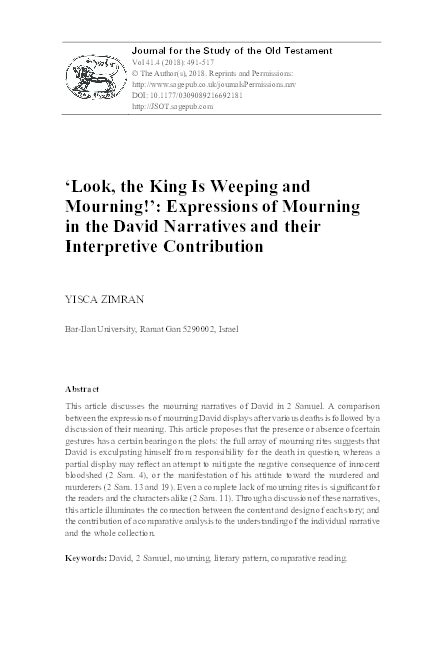 Pdf Look The King Is Weeping And Mourning Expressions Of Mourning In