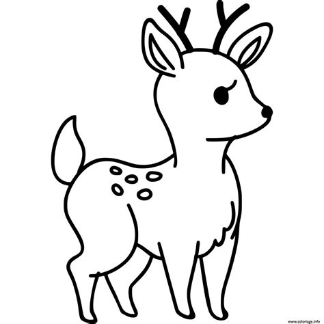 Coloriage Biche Facile Dessin Cerf Biche Faon à imprimer