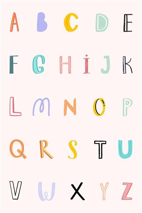 Pastel Alphabet Vector Doodle Font Hand Drawn Set Free Image By