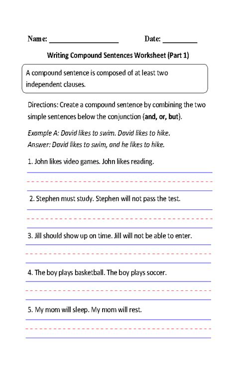 Simple And Compound Sentences Worksheets