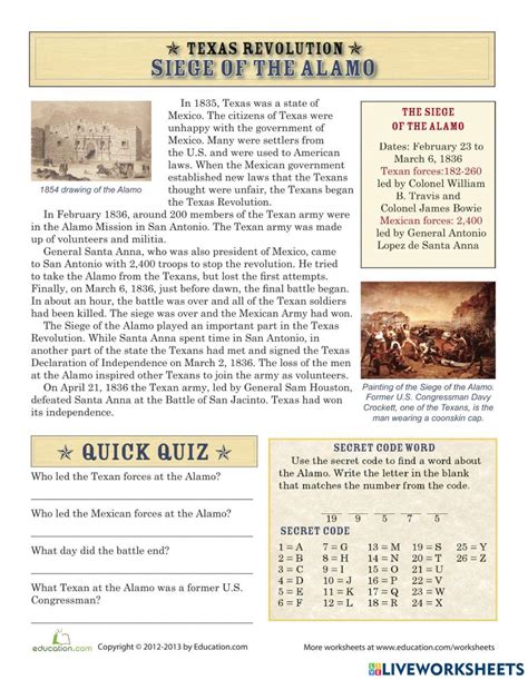 Siege Of The Alamo Online Exercise For Live Worksheets