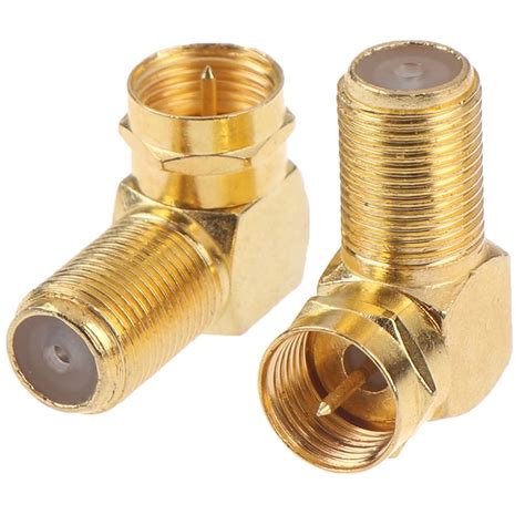 1PC Copper Gold Plated F Male Plug To F Female Jack Right Angle Adapter