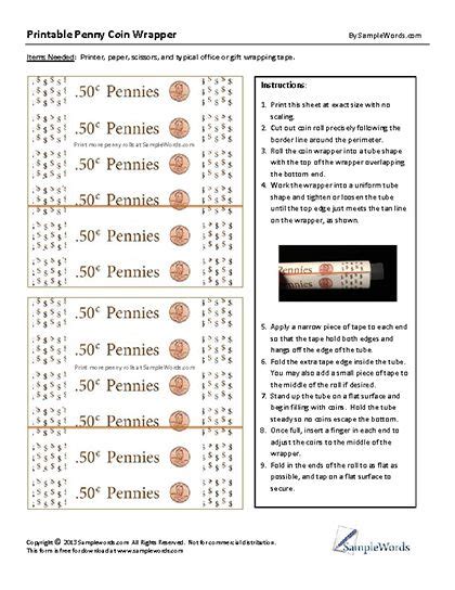 Printable Coin Rolls