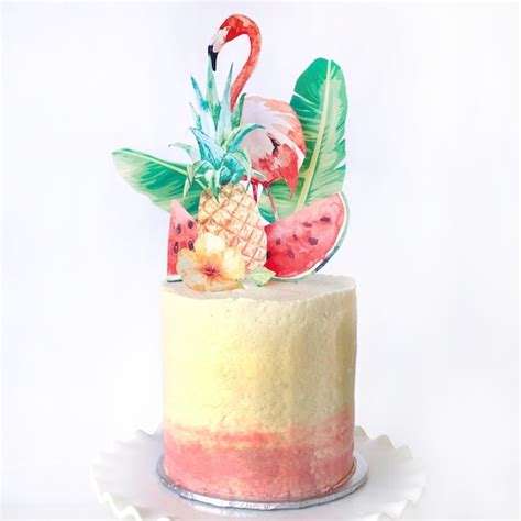 Tropical Cake Topper Hawaiian Luau Cake Topper Pineapple Cake