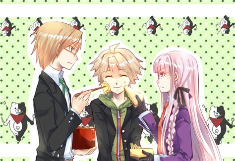 Kirigiri Kyoko Monokuma Naegi Makoto And Togami Byakuya Danganronpa