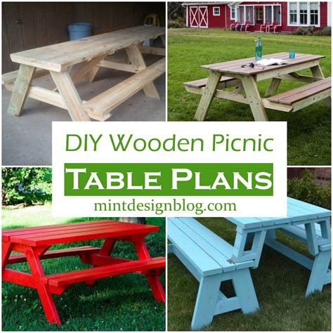 17 DIY Wooden Picnic Table Plans For Backyard Party - Mint Design Blog