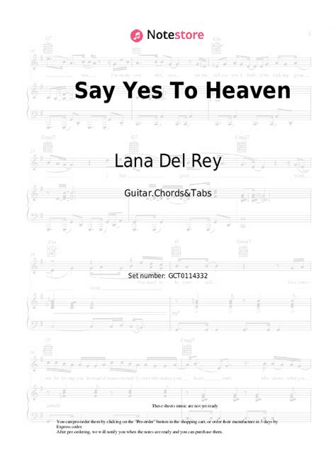 Say Yes To Heaven chords and tabs Lana Del Rey in Note-Store.com | Guitar.Chords&Tabs SKU GCT0114332