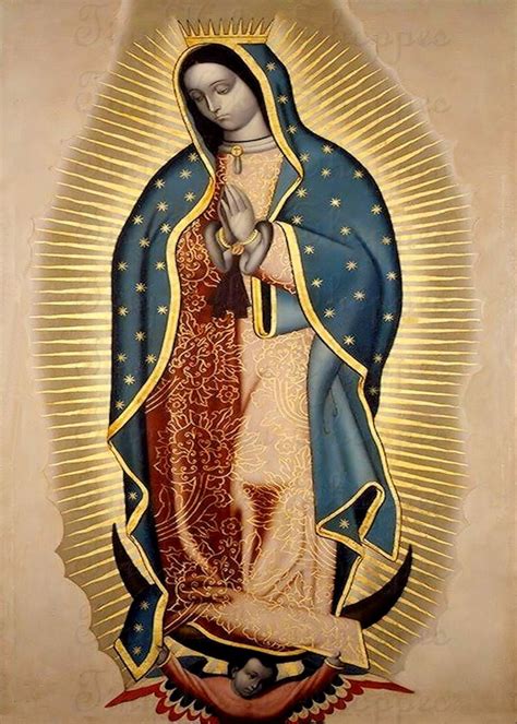 Our Lady Of Guadalupe Vintage 310 Art Print Fabric Block Etsy