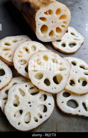 Lotus Root The Rhizome Of The Sacred Lotus Nelumbo Nucifera Sliced