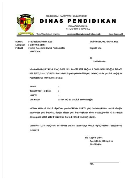 Contoh Surat Pernyataan Penonaktifan Nuptk Pdf