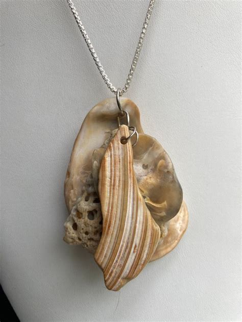 Sea Shell Pendant Necklace Sea Shell Clustered On Sterling Plated