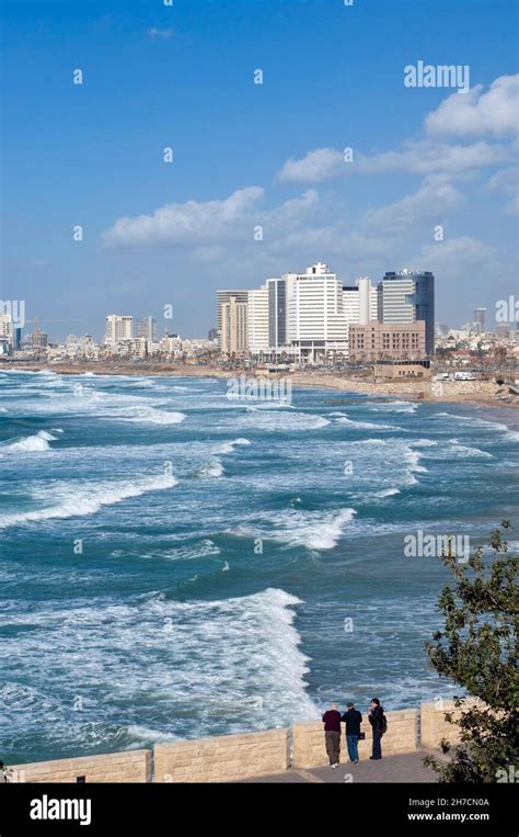 Mediterranean Coast And Skyline Of The Metropolis Tel Aviv Israel Tel