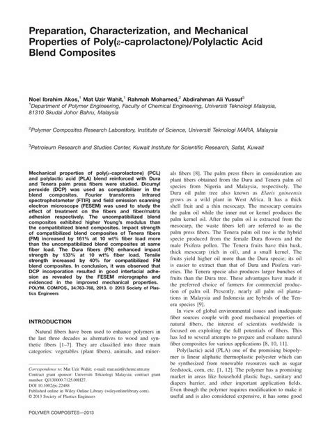 PDF Preparation Characterization And Mechanical Properties Of Poly