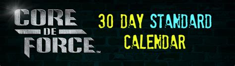 Core De Force 30 Day Calendar And Standard Workout Schedule