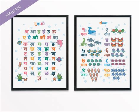 Marathi Alphabet And Number Posters For Playroom Classroom Or Homeschool Marathi Mulakshar