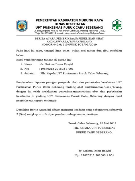 Berita Acara Obat Exp Pdf