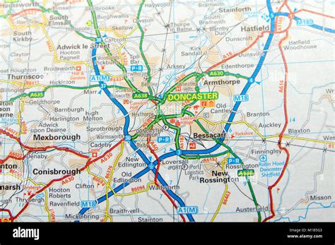 Road Map of Doncaster, England Stock Photo - Alamy