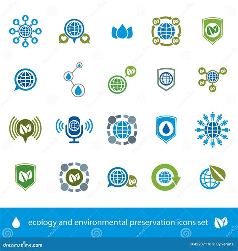 Ecology And Environmental Conservation Vector Icons Set Unusual Stock