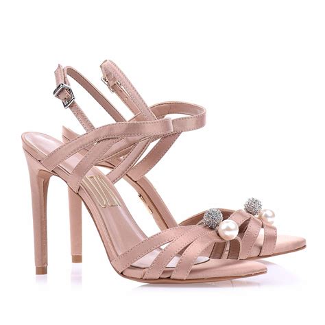 Sandália Salto Alto Satin Nude UZA Shoes Sapatos Femininos