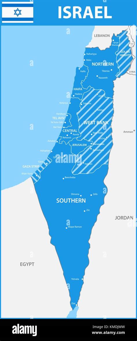 The detailed map of Israel with regions or states and cities, capitals ...