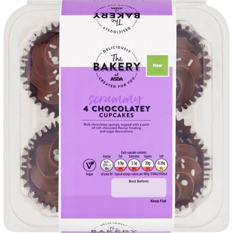 The Bakery At Asda 4 Scrummy Chocolatey Cupcakes 4 Compare Prices