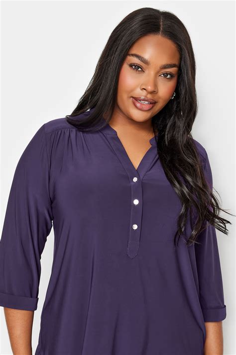 Yours Plus Size Purple Half Placket Shirt Yours Clothing