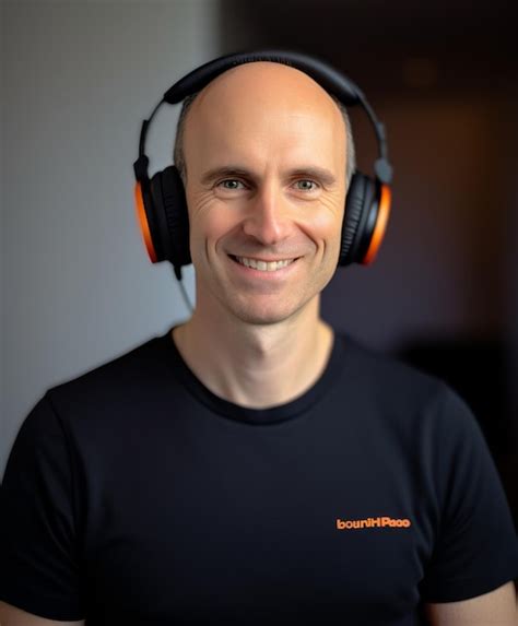 Premium Photo Smiling Man Wearing Headphones