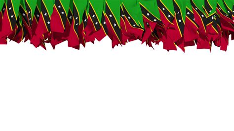 Saint Kitts And Nevis Flag Different Shapes Of Cloth Stripe Hanging From Top Independence Day