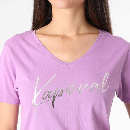 Kaporal Tee Shirt Col V Femme Essentiel FRANW11 Violet