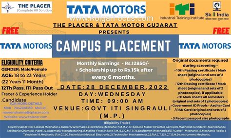 Tata Motors Limited Recruitment 2022 For Freshers ITI Campus Placement