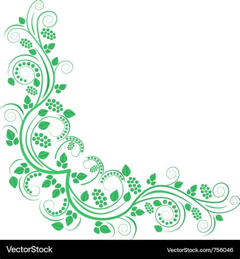 Floral Decorative Corner Green Royalty Free Vector Image